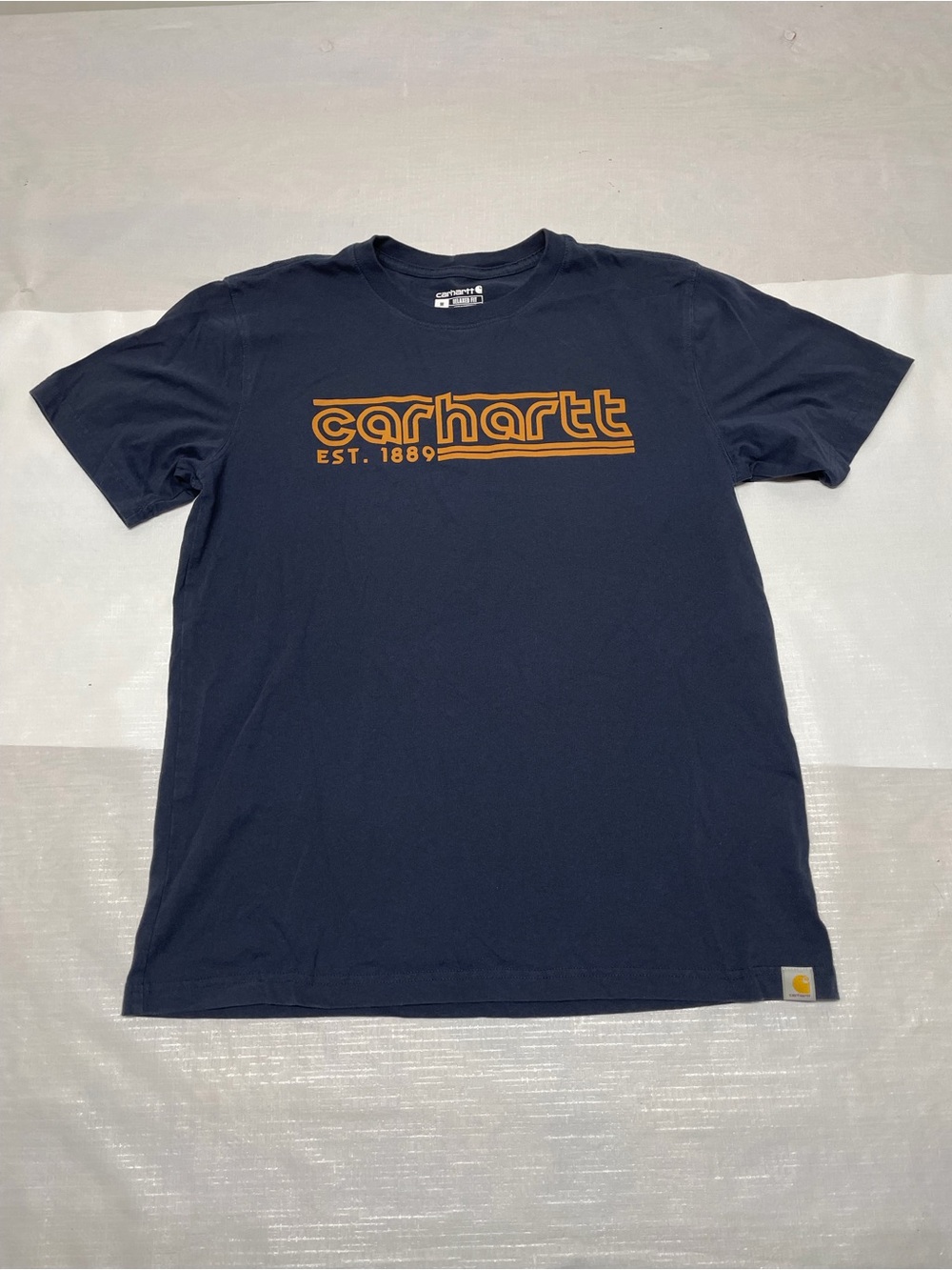 Carhartt Navy Short-Sleeve Tee with Gold Logo Sz:Medium